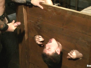 BoundGods : Caged sex slave endures a beating hot wax and hard stockade fuck